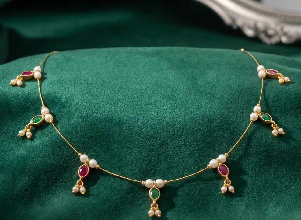 Pearl & Gemstone Charms Dainty Chain